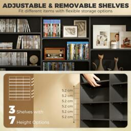Rackhams DVD Storage Unit, Media Storage Shelf with 24 Compartments, Black - 145 cm - thumbnail 5