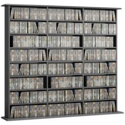 Rackhams DVD Storage Unit, Media Storage Shelf with 24 Compartments, Black - 145 cm - thumbnail 2