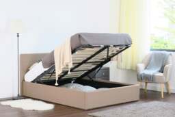 Rackhams Gas Lift Ottoman Bed Frame - Innovative & Space-Efficient Design for Your Bedroom - Mocha - 5ft - thumbnail 1