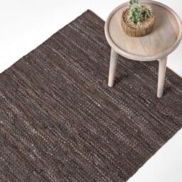 Rackhams Denver Leather Woven Rug - Brown - 150 x 240 cm