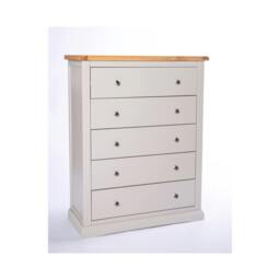 Rackhams Loreo 5 Drawer Chest of Drawers Chrome Knob - Light Grey - thumbnail 1