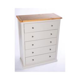 Rackhams Loreo 5 Drawer Chest of Drawers Chrome Knob - Light Grey - thumbnail 3