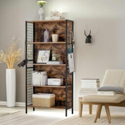 Rackhams 4 Tier Industrial Storage Bookcase Shelf Rustic Brown - thumbnail 4