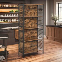 Rackhams 4 Tier Industrial Storage Bookcase Shelf Rustic Brown - thumbnail 3