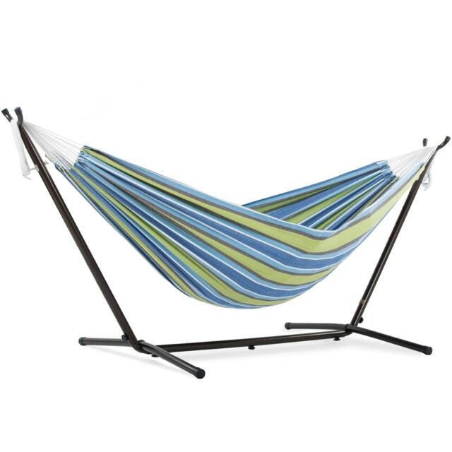 Rackhams Double Cotton Hammock with Stand (250cm) - Oasis - image 1