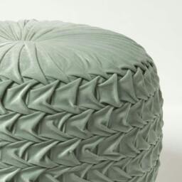 Rackhams Grace Pleated Velvet Pouffe - Green - thumbnail 4