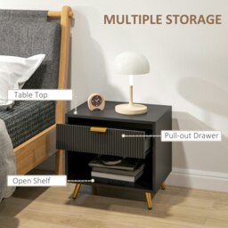 Rackhams Small Table With Drawer, Open Compartment and Handle, Black - White - thumbnail 5