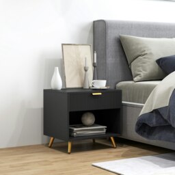 Rackhams Small Table With Drawer, Open Compartment and Handle, Black - White - thumbnail 2