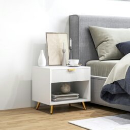 Rackhams Small Table With Drawer, Open Compartment and Handle, Black - White
