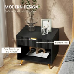 Rackhams Small Table With Drawer, Open Compartment and Handle, Black - White - thumbnail 4