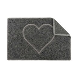 Rackhams Heart Large Embossed Doormat in Grey with Open Back - Grey - Vinyl - 1 - thumbnail 2