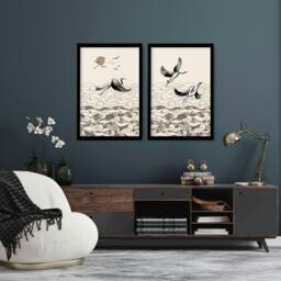 Rackhams Japanese art print - Set of 2 wall art prints for living room - 20 x 30 in / 50 x 76 cm - Satin Photo paper 280 gsm - Black Frame - thumbnail 3