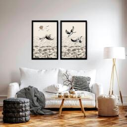 Rackhams Japanese art print - Set of 2 wall art prints for living room - 20 x 30 in / 50 x 76 cm - Satin Photo paper 280 gsm - Black Frame - thumbnail 4