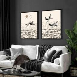 Rackhams Japanese art print - Set of 2 wall art prints for living room - 20 x 30 in / 50 x 76 cm - Satin Photo paper 280 gsm - Black Frame - thumbnail 5