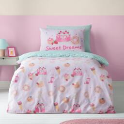 Rackhams Sweet Treats Reversible Duvet Cover Set Pink - Double - Pink