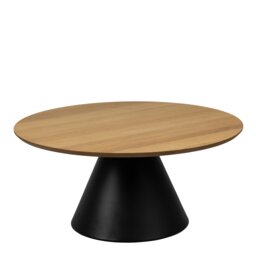 Rackhams Soli Round Coffee Table in Oak/Black 85x40cm - 1 - Oak/Black - Brown