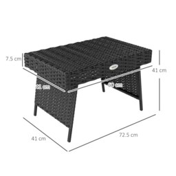 Rackhams Foldable Outdoor Coffee Table, Steel Frame Rattan Side Table, Black - Light Grey - Galvanised Steel, PE Rattan - 60cm x 41cm x 41cm - thumbnail 6