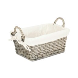Rackhams Antique Wash Wicker Handled Lined Storage Basket - Small - thumbnail 6