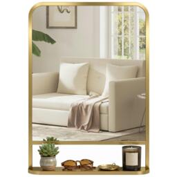 Rackhams Rectangle Wall Mirror with Shelf 70 x 50 cm, for Living Room, Bedroom - thumbnail 2