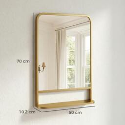 Rackhams Rectangle Wall Mirror with Shelf 70 x 50 cm, for Living Room, Bedroom - thumbnail 3