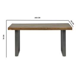 Rackhams Dunphy Industrial Rectangular 6 Seater Dining Table - Wood - 160CM X 85CM X 76CM (LXDXH) - Dining Table - thumbnail 4