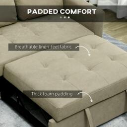 Rackhams Loveseat Sofa Bed, Convertible Bed Settee with 2 Cushions, Side Pockets for Living Room, Light Brown - thumbnail 6