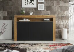 Rackhams Modern Sideboard 155cm – Oak Matt Body with Black Matt Doors - 155 cm -  MDF/Chipboard - 1 - thumbnail 6