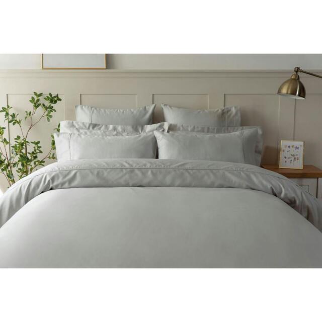 Rackhams Egyptian Cotton Flat Duvet Cover - Platinum - Double - Platinum - 100% Egyptian Cotton - image 1