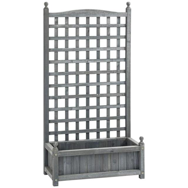 Rackhams Garden Planters with Trellis for Climbing Vines, Wood Raised Beds for Garden, Flower Pot, Indoor Outdoor, Grey - image 1