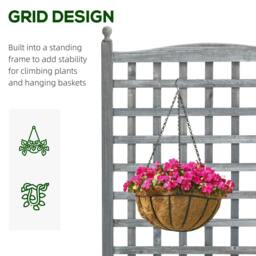 Rackhams Garden Planters with Trellis for Climbing Vines, Wood Raised Beds for Garden, Flower Pot, Indoor Outdoor, Grey - thumbnail 4