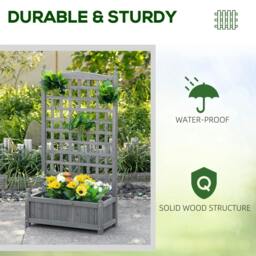 Rackhams Garden Planters with Trellis for Climbing Vines, Wood Raised Beds for Garden, Flower Pot, Indoor Outdoor, Grey - thumbnail 6