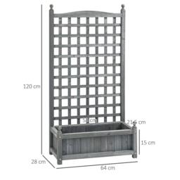 Rackhams Garden Planters with Trellis for Climbing Vines, Wood Raised Beds for Garden, Flower Pot, Indoor Outdoor, Grey - thumbnail 3