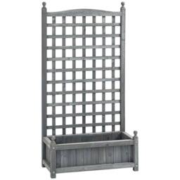 Rackhams Garden Planters with Trellis for Climbing Vines, Wood Raised Beds for Garden, Flower Pot, Indoor Outdoor, Grey - thumbnail 1