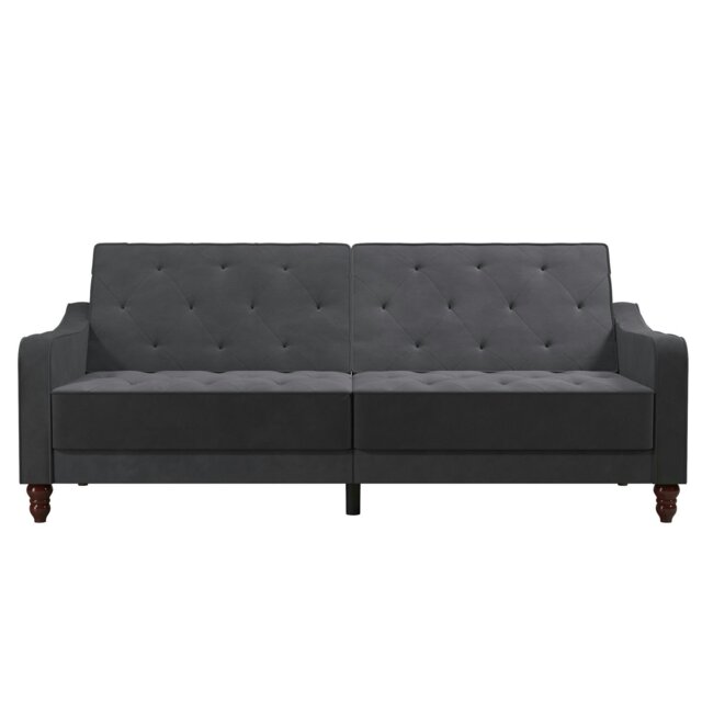 Rackhams Vintage Tufted Sofa Bed in Velvet Grey - Grey - image 1