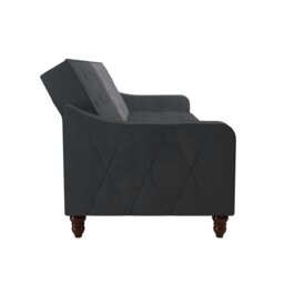 Rackhams Vintage Tufted Sofa Bed in Velvet Grey - Grey - thumbnail 3