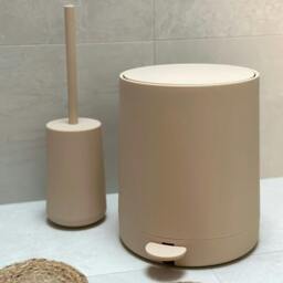 Rackhams Sand Plastic Freestanding Toilet Brush and Holder - thumbnail 3
