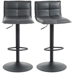 Rackhams Bar Stools Set of 2 Swivel Height Adjustable Barstools Black - Black - Set of 2 - thumbnail 6