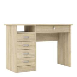 Rackhams Function Plus Desk 5 Drawers in Oak - Oak - 48.5 - 75.6