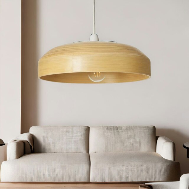 Rackhams Wooden Dome Ceiling Light Pendant Shade Natural Brown - image 1