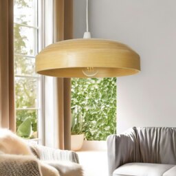 Rackhams Wooden Dome Ceiling Light Pendant Shade Natural Brown - thumbnail 6