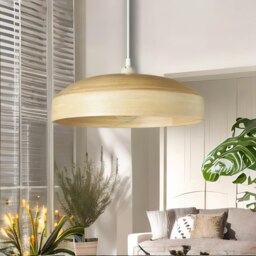 Rackhams Wooden Dome Ceiling Light Pendant Shade Natural Brown - thumbnail 3
