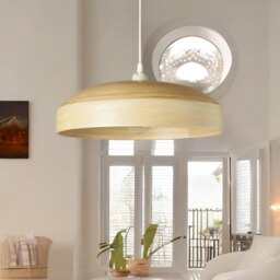 Rackhams Wooden Dome Ceiling Light Pendant Shade Natural Brown - thumbnail 2