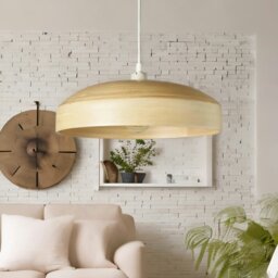 Rackhams Wooden Dome Ceiling Light Pendant Shade Natural Brown - thumbnail 4