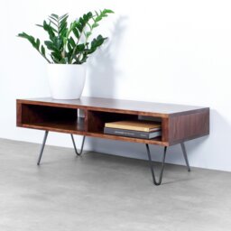 "Rackhams Darwen Solid Wood Coffee Table On Mid Century Hairpin Legs - Dark Ash - 50cm (19.5"") - XS 80cm (31.5"")" - thumbnail 3