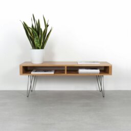 "Rackhams Darwen Solid Wood Coffee Table On Mid Century Hairpin Legs - Dark Ash - 50cm (19.5"") - XS 80cm (31.5"")" - thumbnail 1
