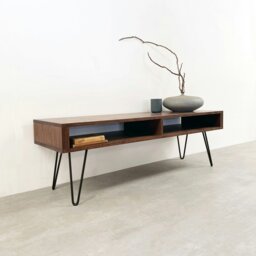 "Rackhams Darwen Solid Wood Coffee Table On Mid Century Hairpin Legs - Dark Ash - 50cm (19.5"") - XS 80cm (31.5"")" - thumbnail 2