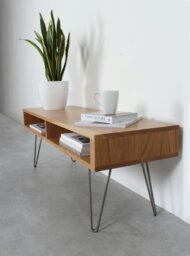 "Rackhams Darwen Solid Wood Coffee Table On Mid Century Hairpin Legs - Dark Ash - 50cm (19.5"") - XS 80cm (31.5"")" - thumbnail 6