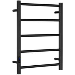 Rackhams Matt Black Stainless Steel Electric Heated Towel Warmer (W)500mm x (H)689mm Wall Mounted Kitchen Bathroom Clothes Hanger - thumbnail 1