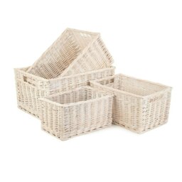 Rackhams Whitewash Unlined Wicker Storage Basket - Large - thumbnail 2