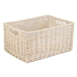 Rackhams Whitewash Unlined Wicker Storage Basket - Large - thumbnail 3